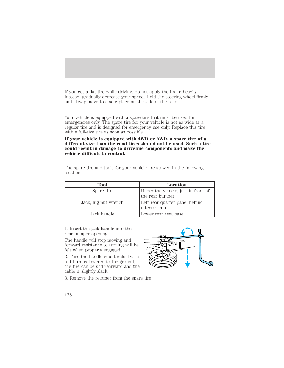 Roadside emergencies | Mercury 1999 Mountaineer User Manual | Page 178 / 248