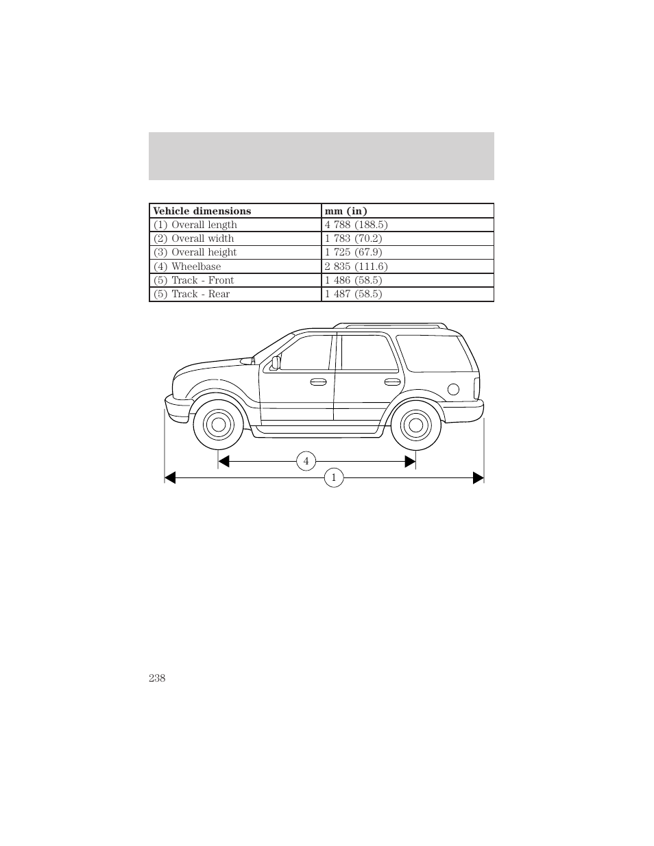 Capacities and specifications | Mercury 1999 Mountaineer User Manual | Page 238 / 248