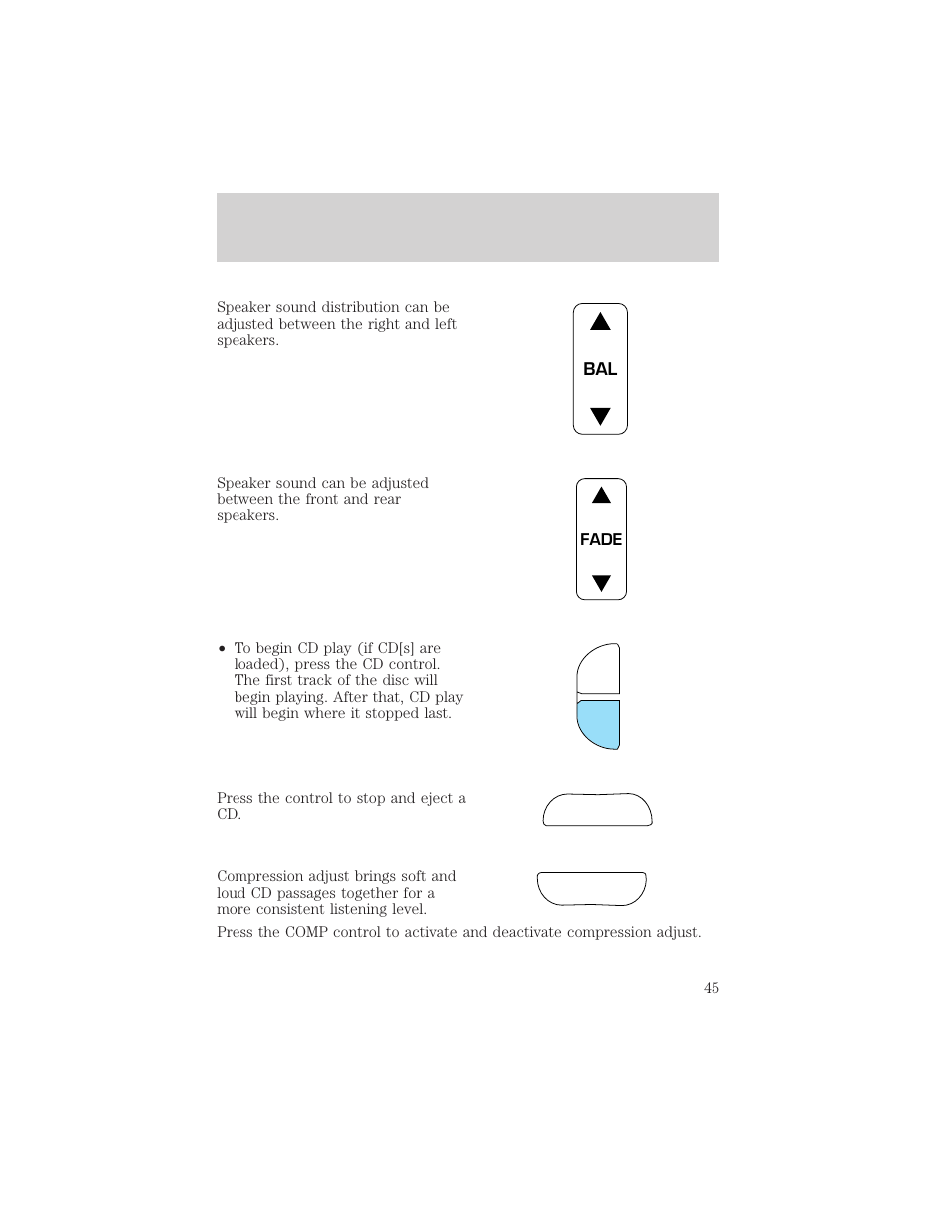 Cd ej comp controls and features | Mercury 1999 Mountaineer User Manual | Page 45 / 248