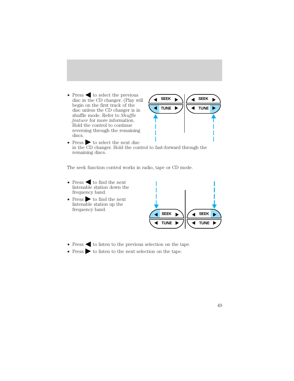 Controls and features | Mercury 1999 Mountaineer User Manual | Page 49 / 248