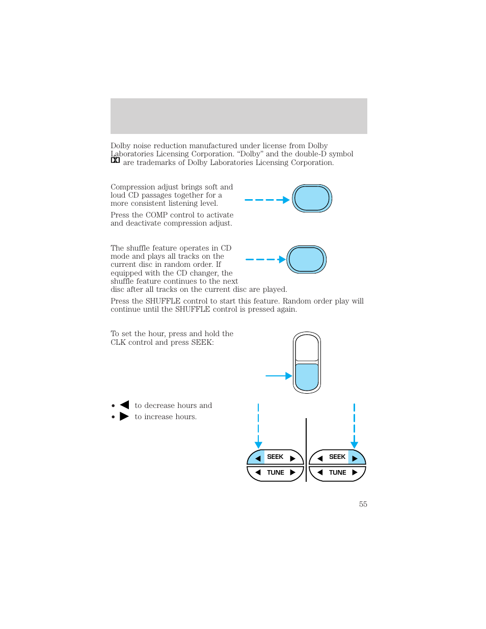 Auto clk, Controls and features | Mercury 1999 Mountaineer User Manual | Page 55 / 248