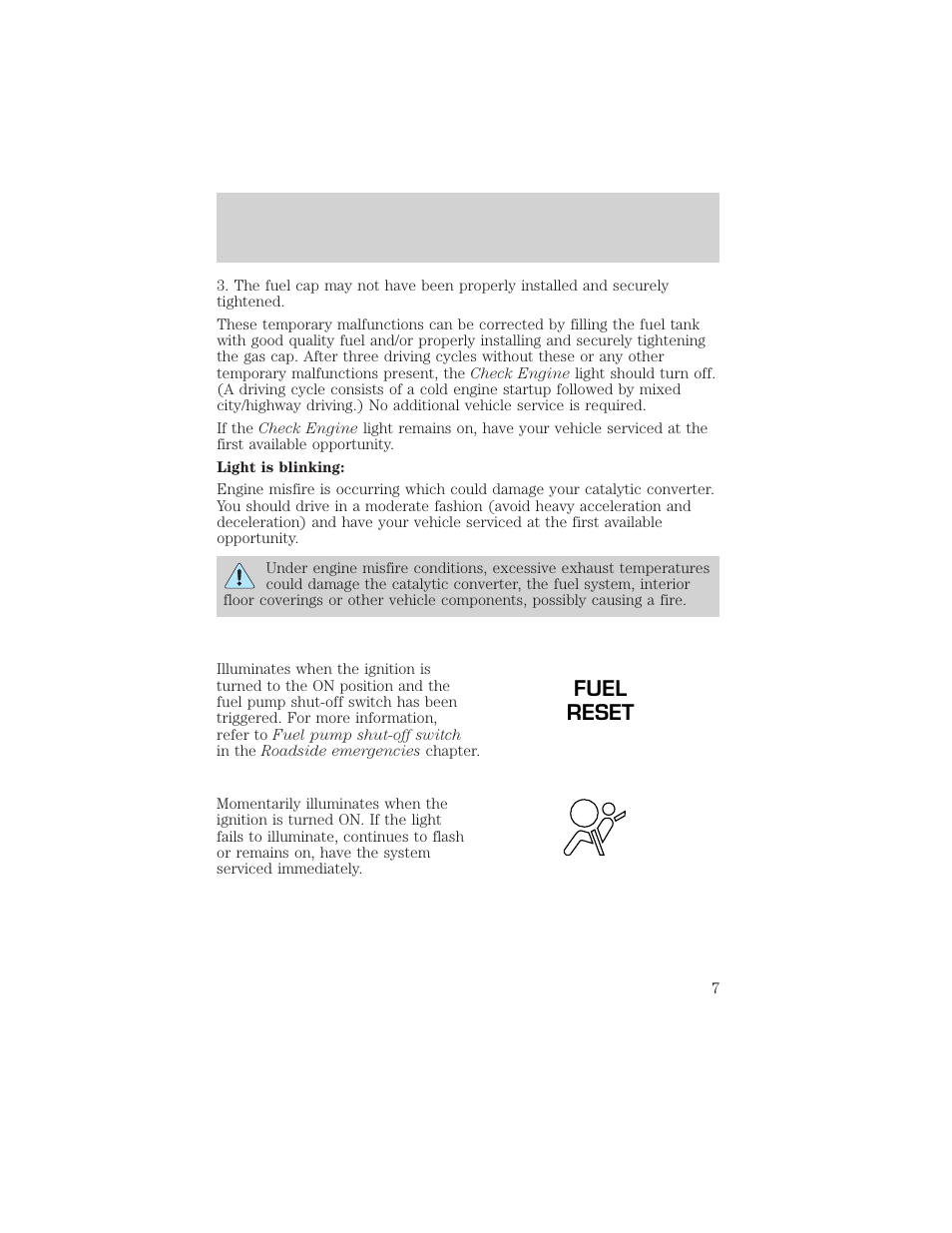 Fuel reset, Instrumentation | Mercury 1999 Mountaineer User Manual | Page 7 / 248