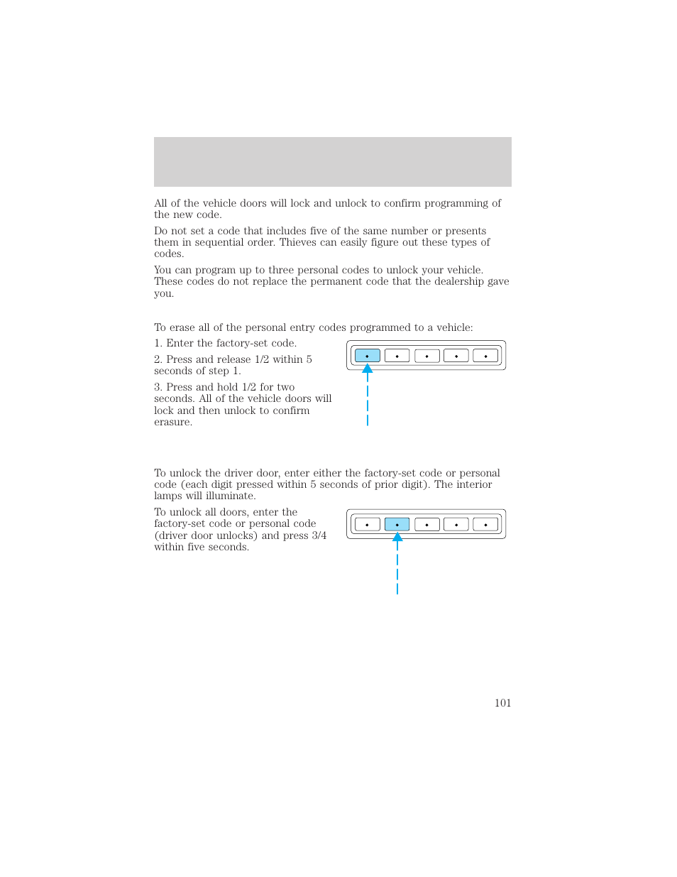 Locks and security | Mercury Grand Marquis 2002 User Manual | Page 101 / 248