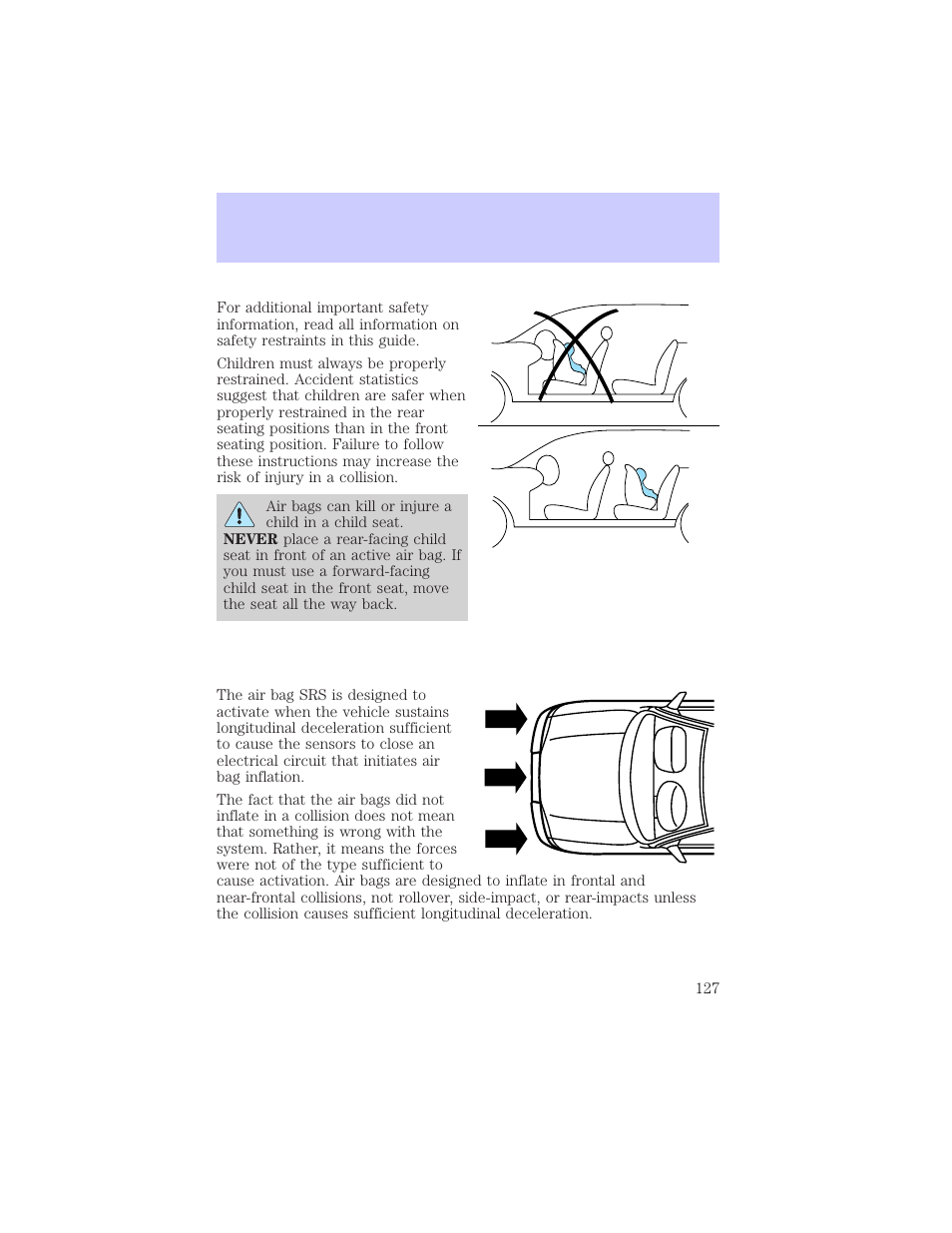 Seating and safety restraints | Mercury Grand Marquis 2002 User Manual | Page 127 / 248