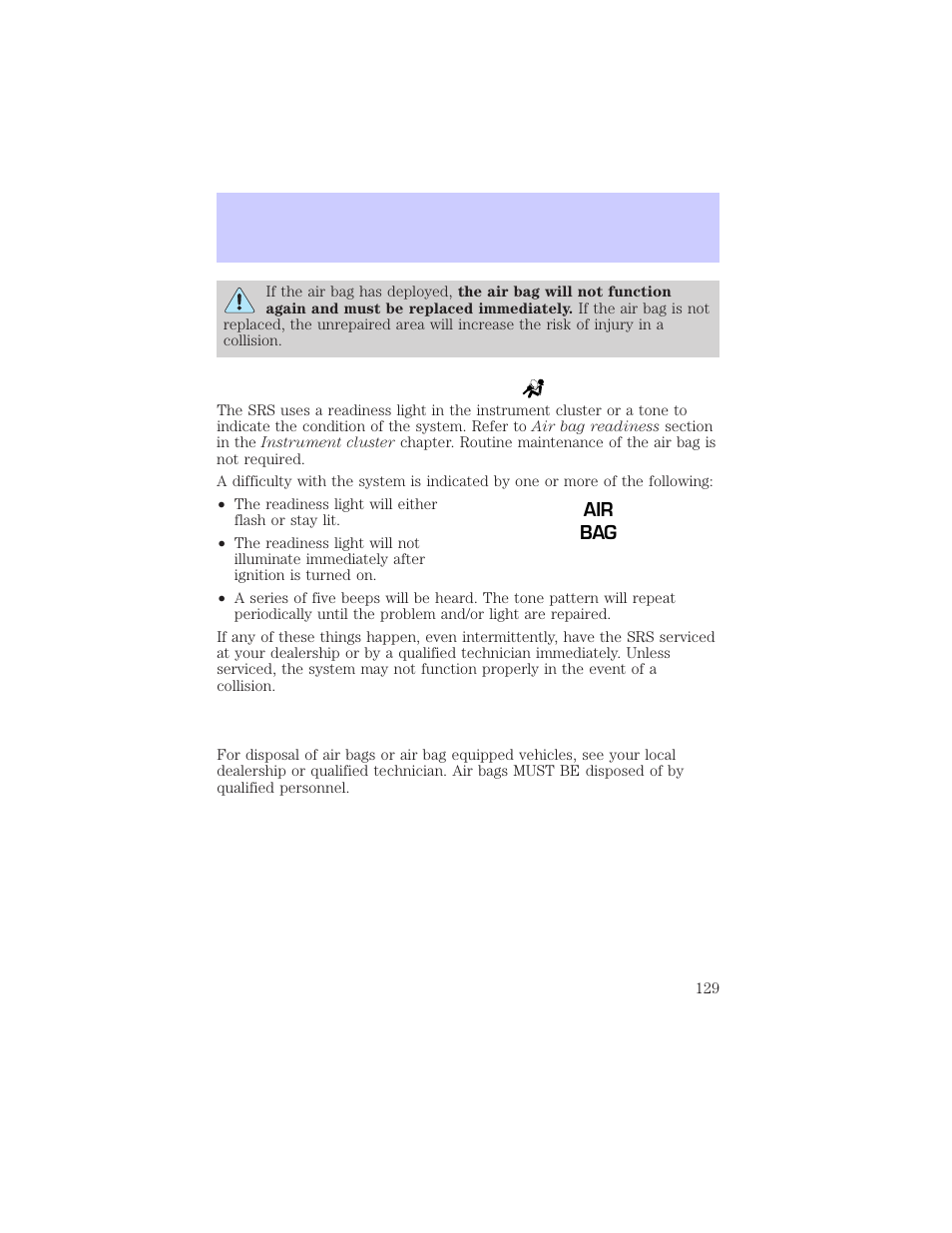 Seating and safety restraints | Mercury Grand Marquis 2002 User Manual | Page 129 / 248