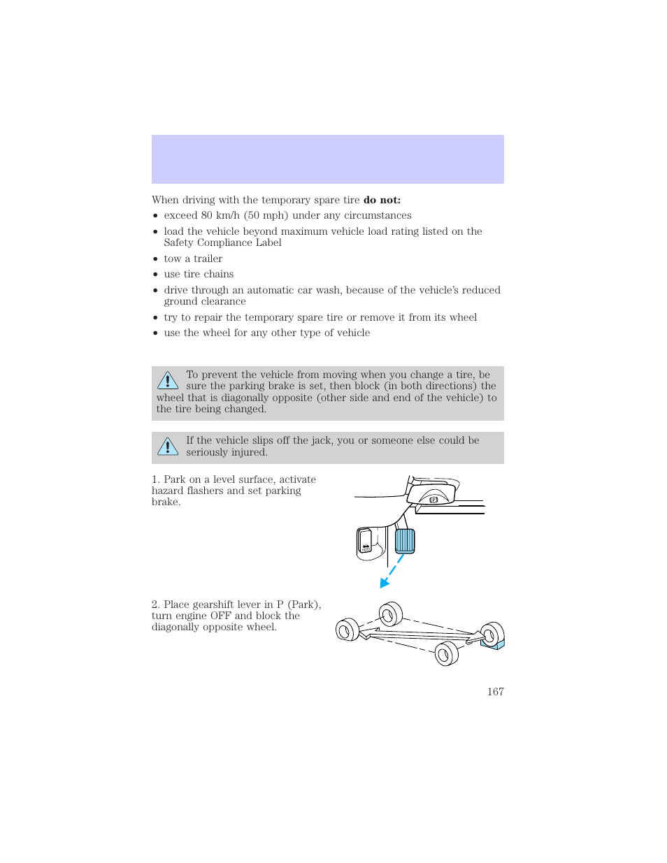 Roadside emergencies | Mercury Grand Marquis 2002 User Manual | Page 167 / 248