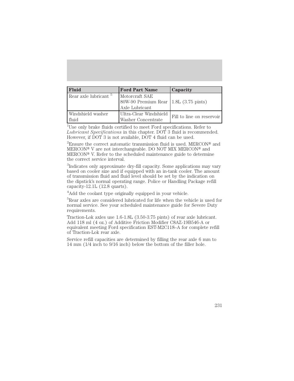 Maintenance and specifications | Mercury Grand Marquis 2002 User Manual | Page 231 / 248