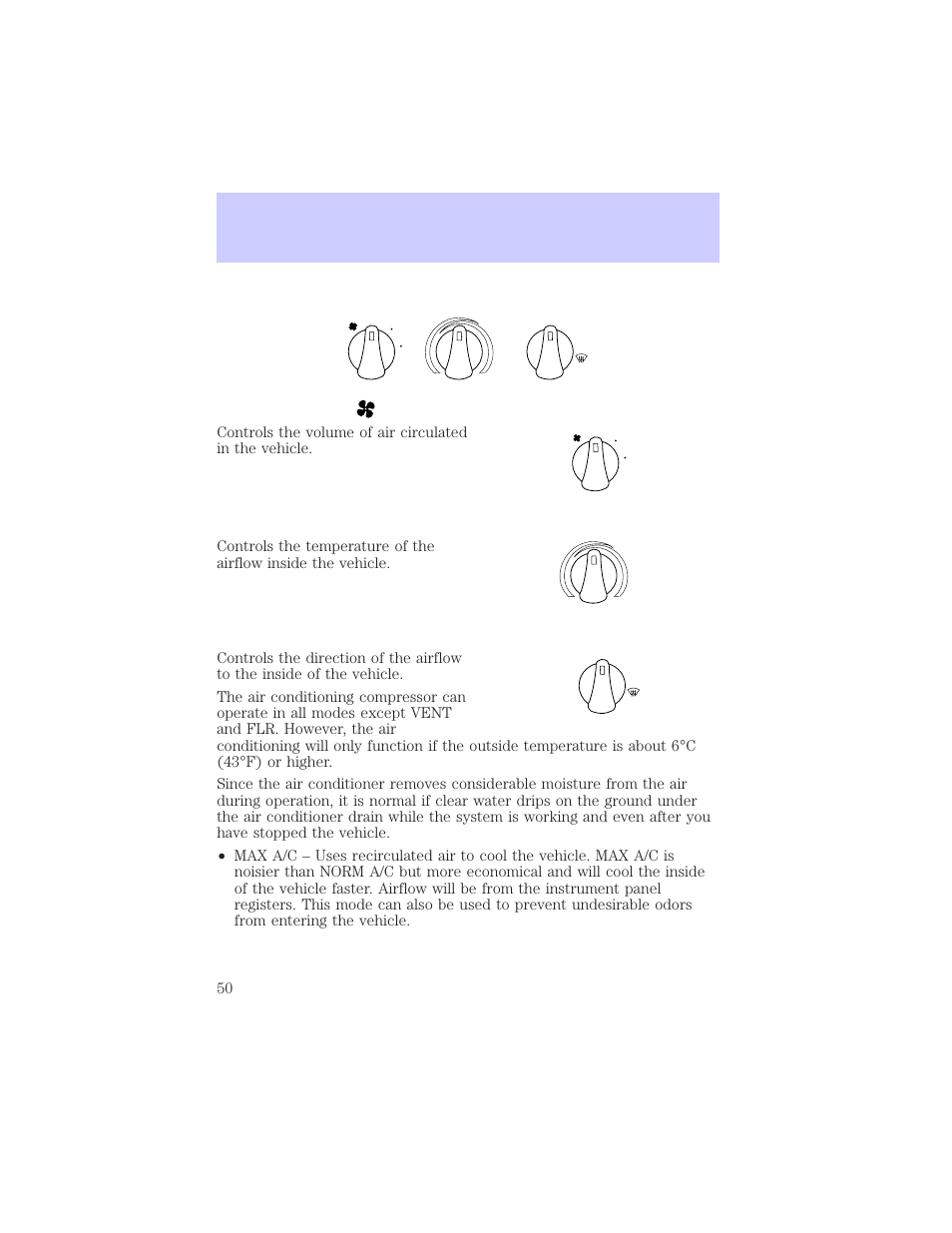 Climate controls | Mercury Grand Marquis 2002 User Manual | Page 50 / 248