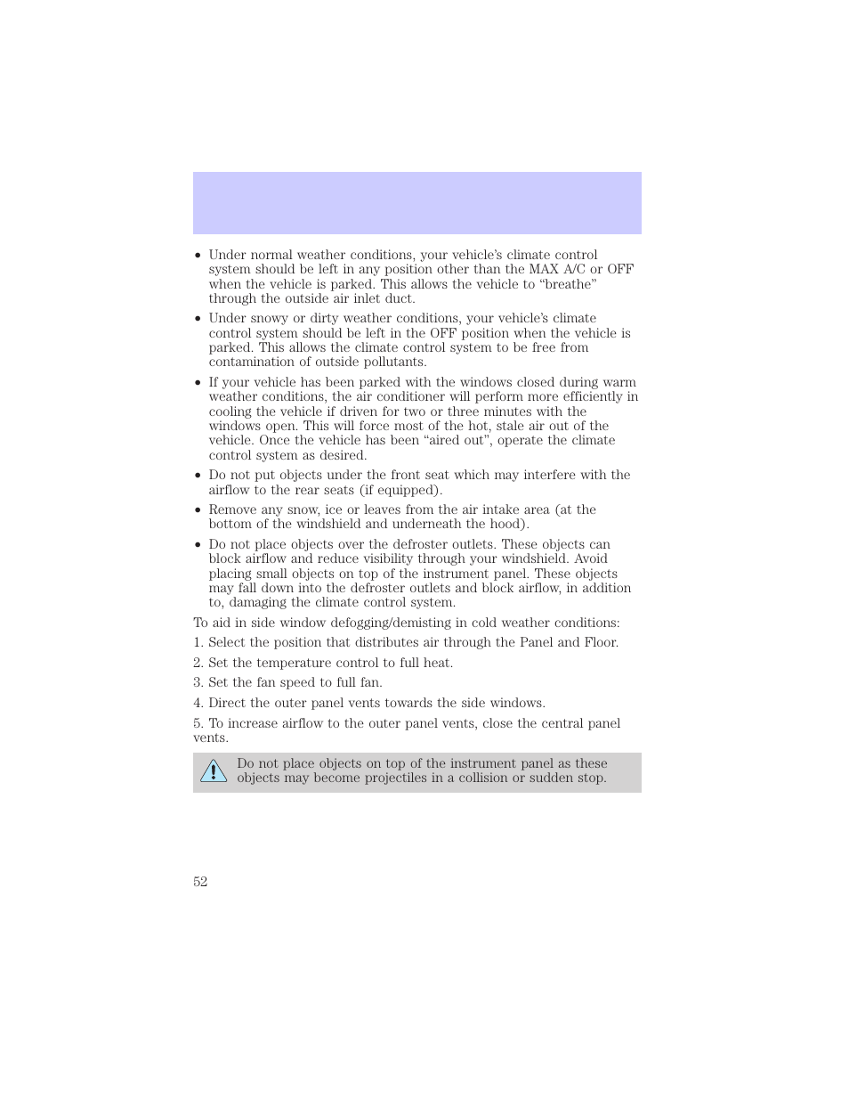 Climate controls | Mercury Grand Marquis 2002 User Manual | Page 52 / 248