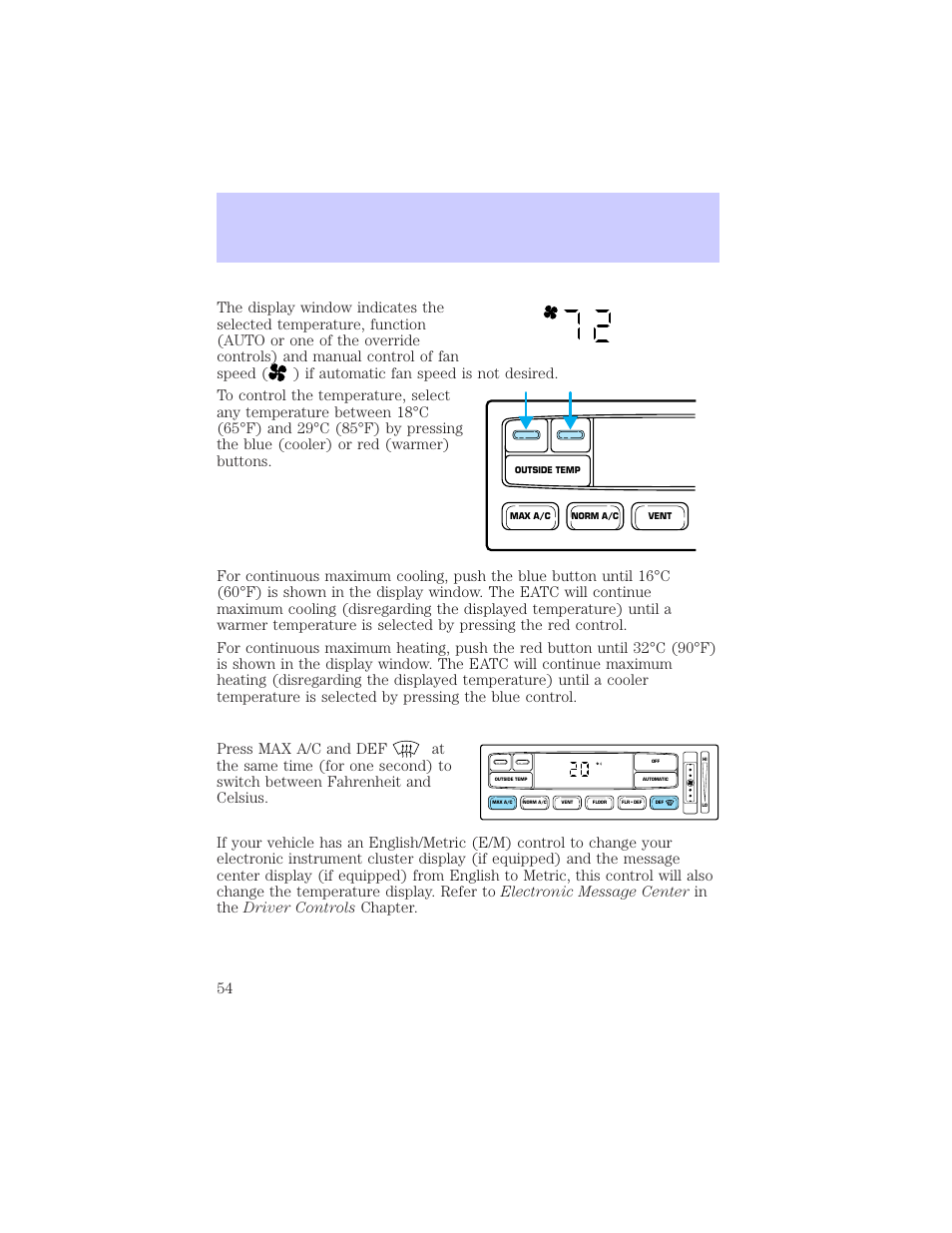 Climate controls | Mercury Grand Marquis 2002 User Manual | Page 54 / 248