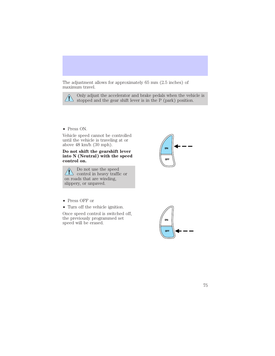 Driver controls | Mercury Grand Marquis 2002 User Manual | Page 75 / 248
