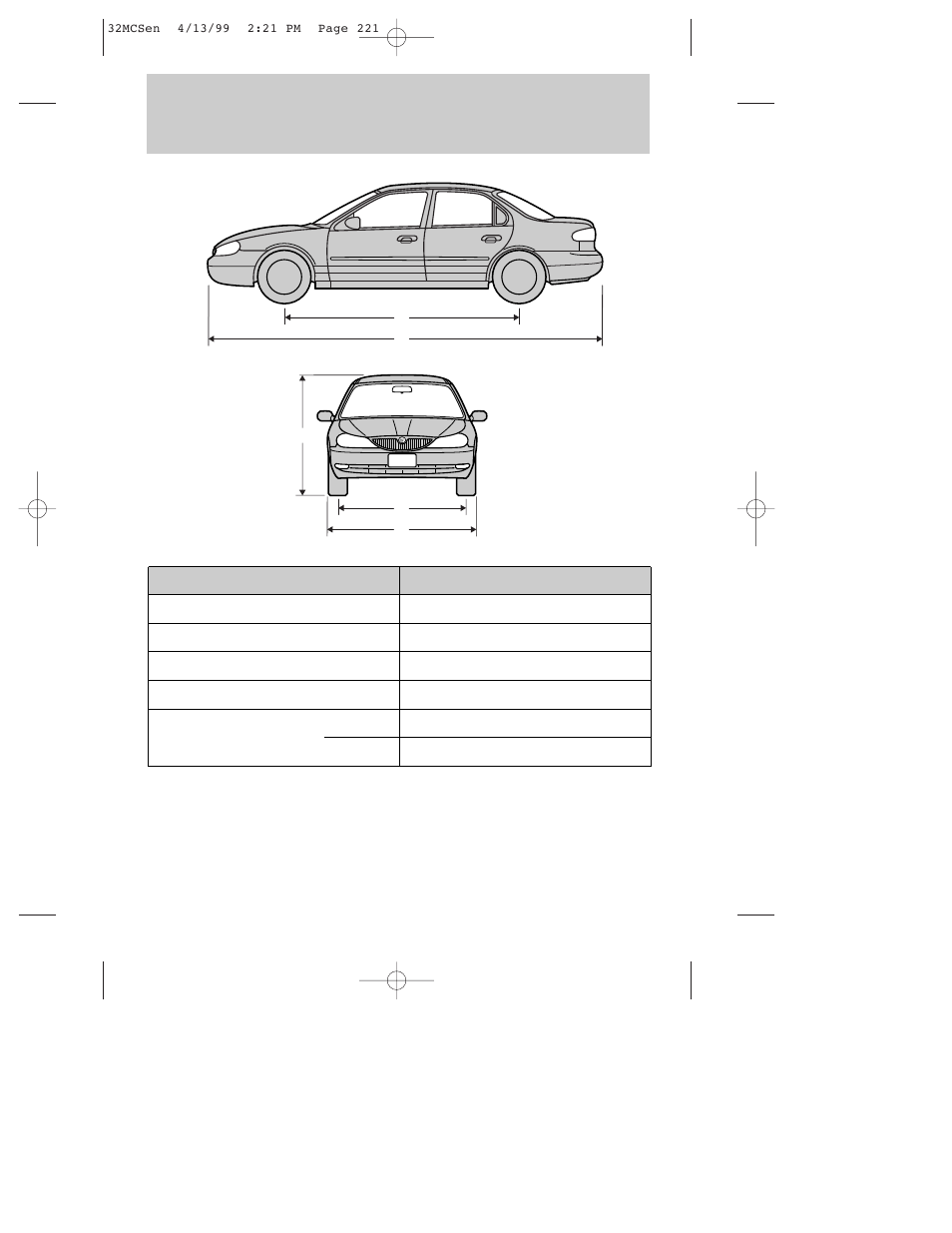 Capacities and specifications | Mercury 1999 Mystique User Manual | Page 221 / 244