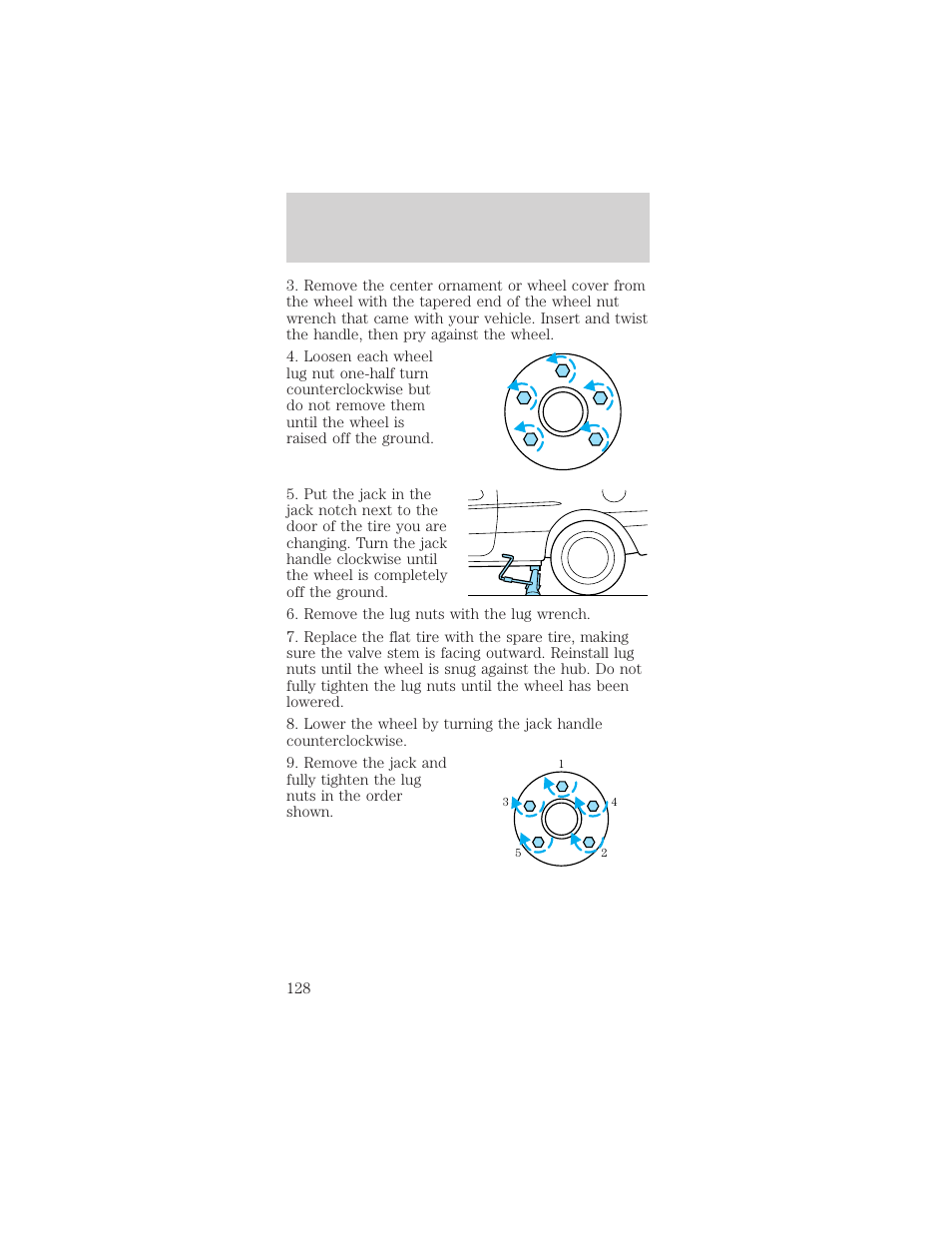 Roadside emergencies | Mercury Sable 1999 User Manual | Page 128 / 216