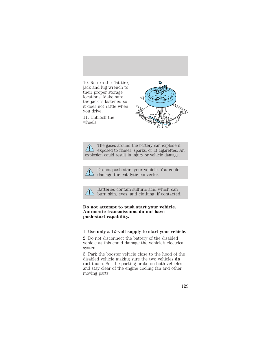 Roadside emergencies | Mercury Sable 1999 User Manual | Page 129 / 216