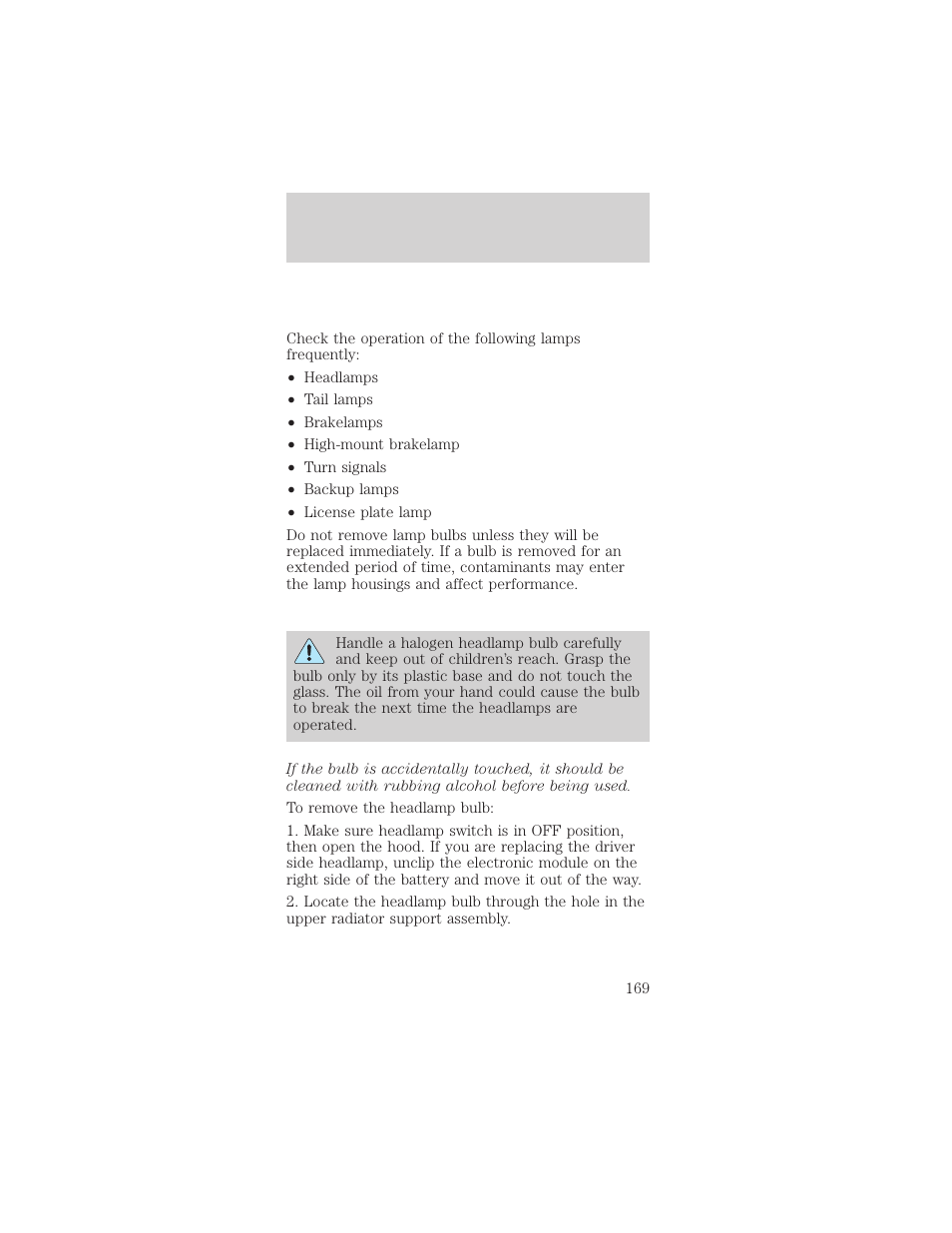 Maintenance and care | Mercury Sable 1999 User Manual | Page 169 / 216