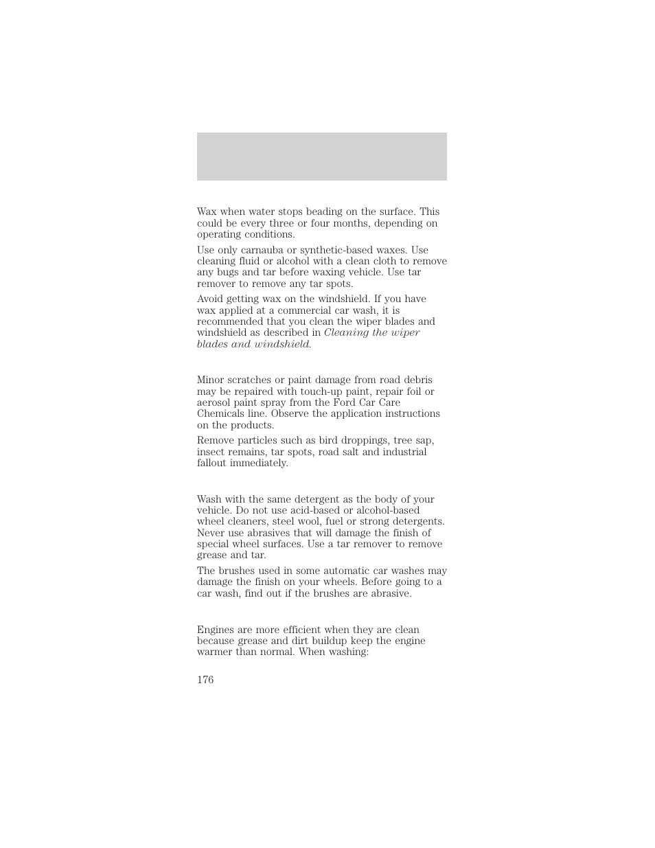 Maintenance and care | Mercury Sable 1999 User Manual | Page 176 / 216