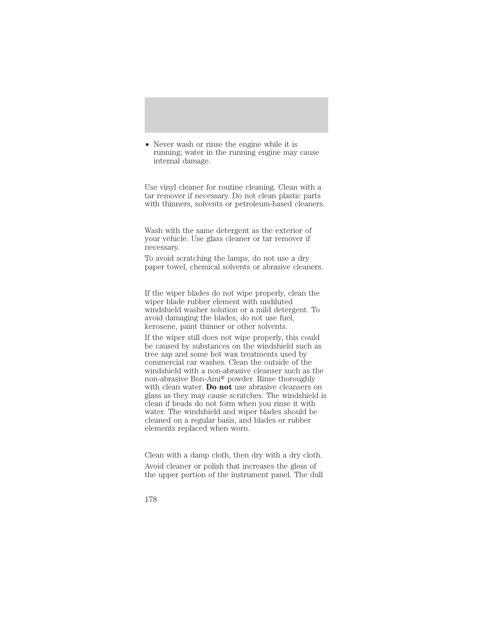 Maintenance and care | Mercury Sable 1999 User Manual | Page 178 / 216