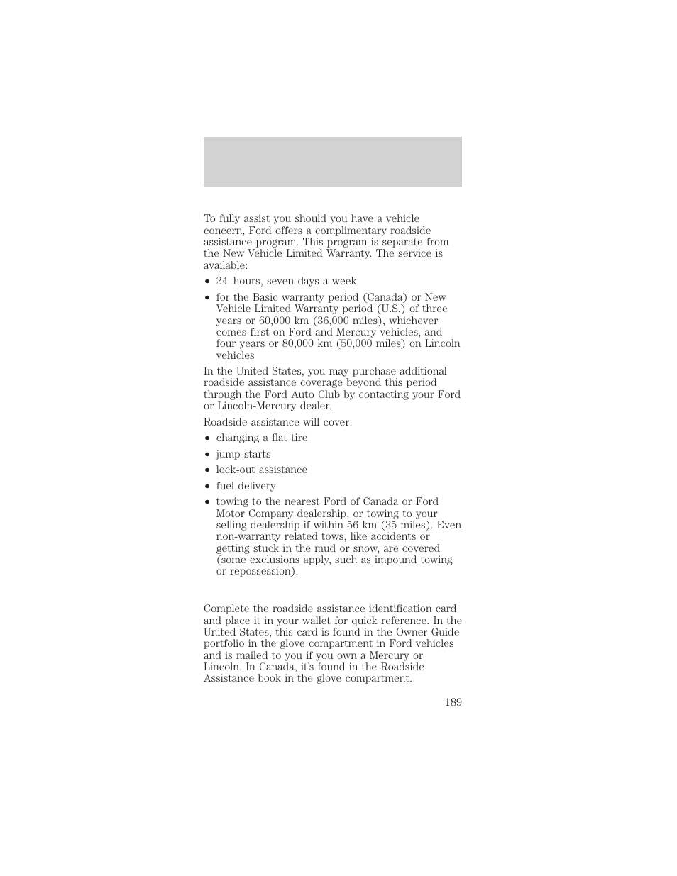 Customer assistance | Mercury Sable 1999 User Manual | Page 189 / 216