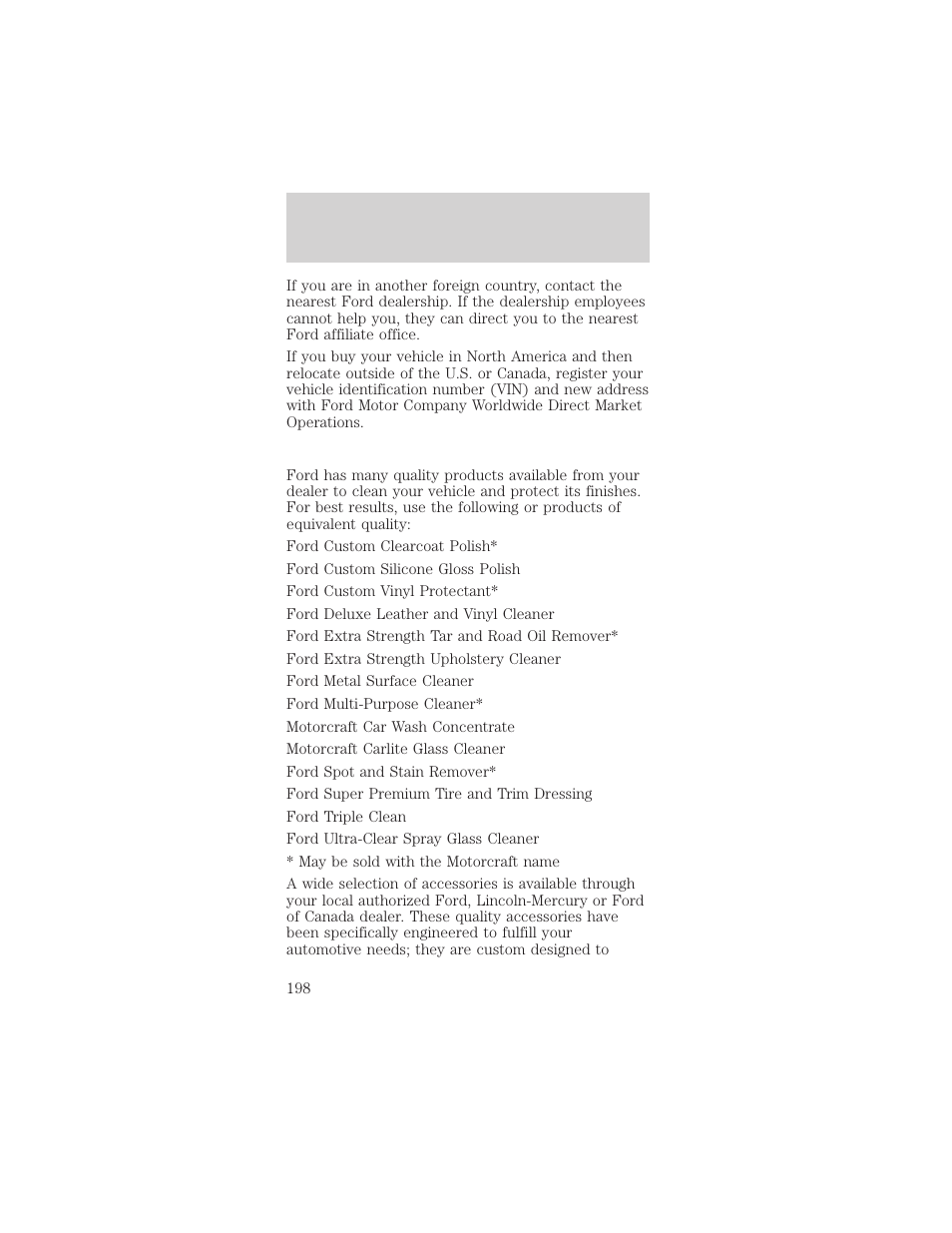 Customer assistance | Mercury Sable 1999 User Manual | Page 198 / 216