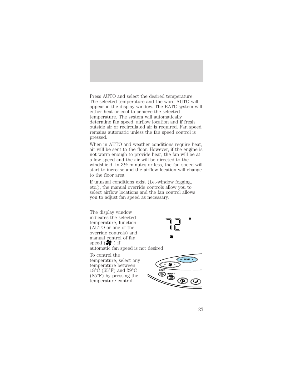 Controls and features, Auto fan | Mercury Sable 1999 User Manual | Page 23 / 216