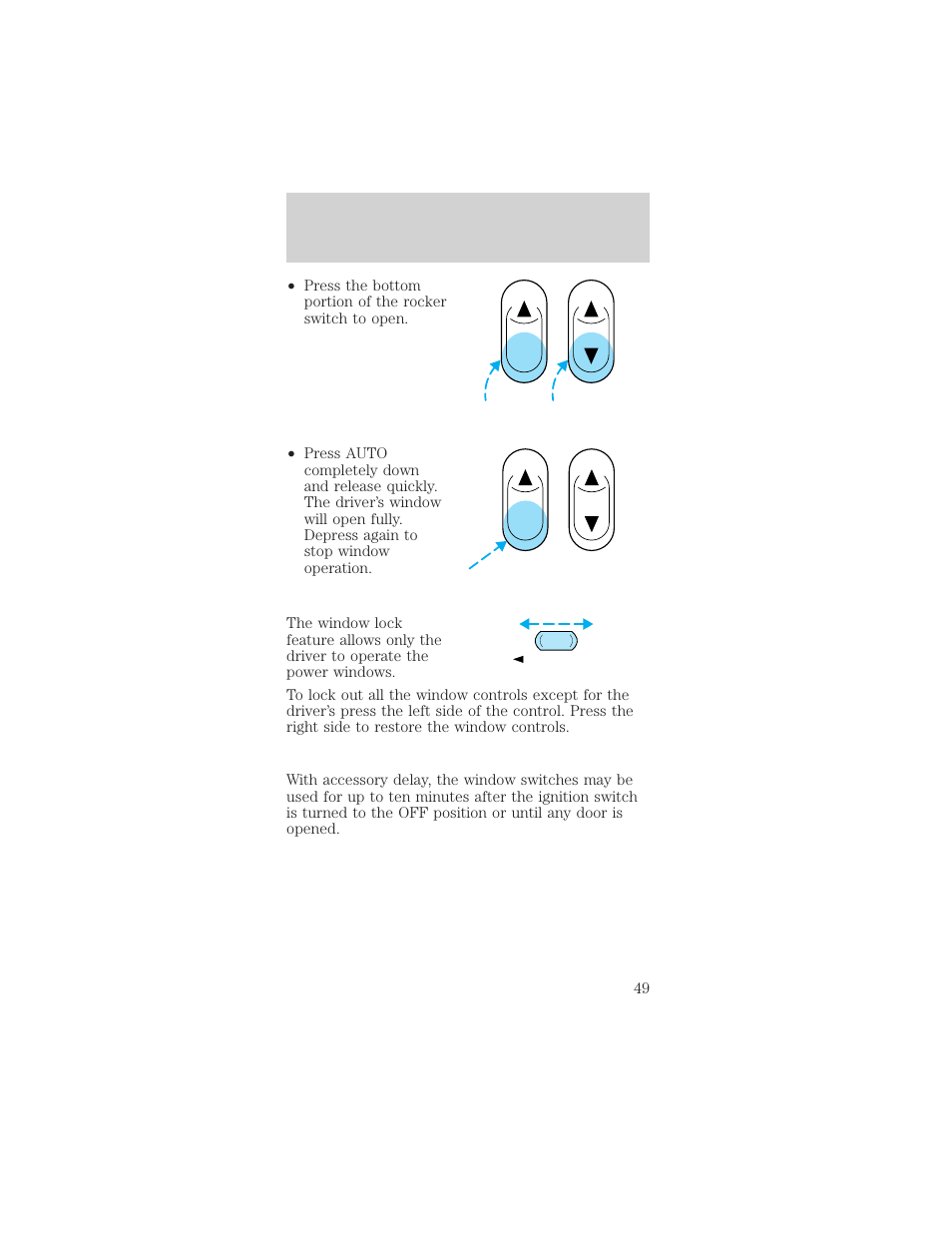 Controls and features | Mercury Sable 1999 User Manual | Page 49 / 216