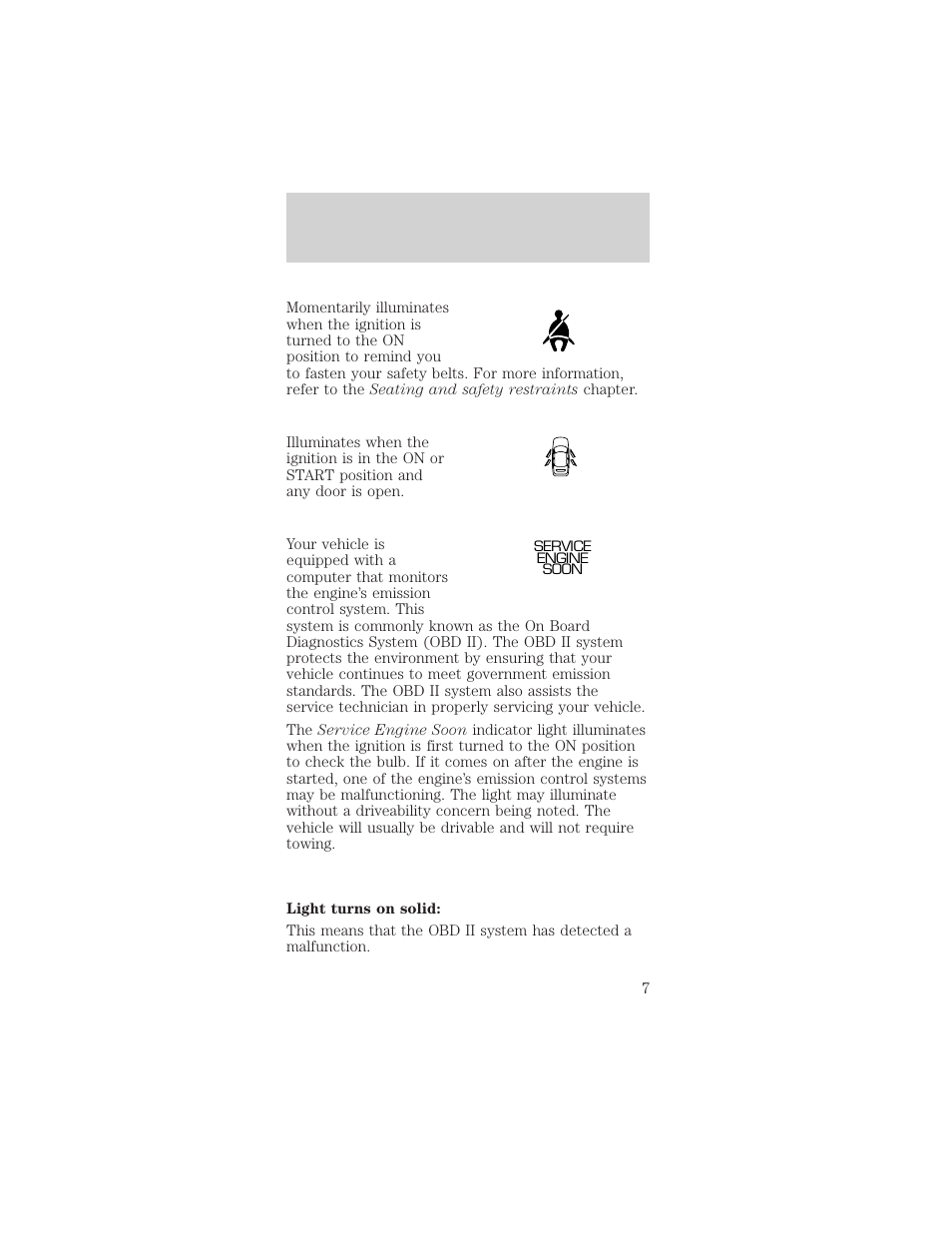 Instrumentation | Mercury Sable 1999 User Manual | Page 7 / 216