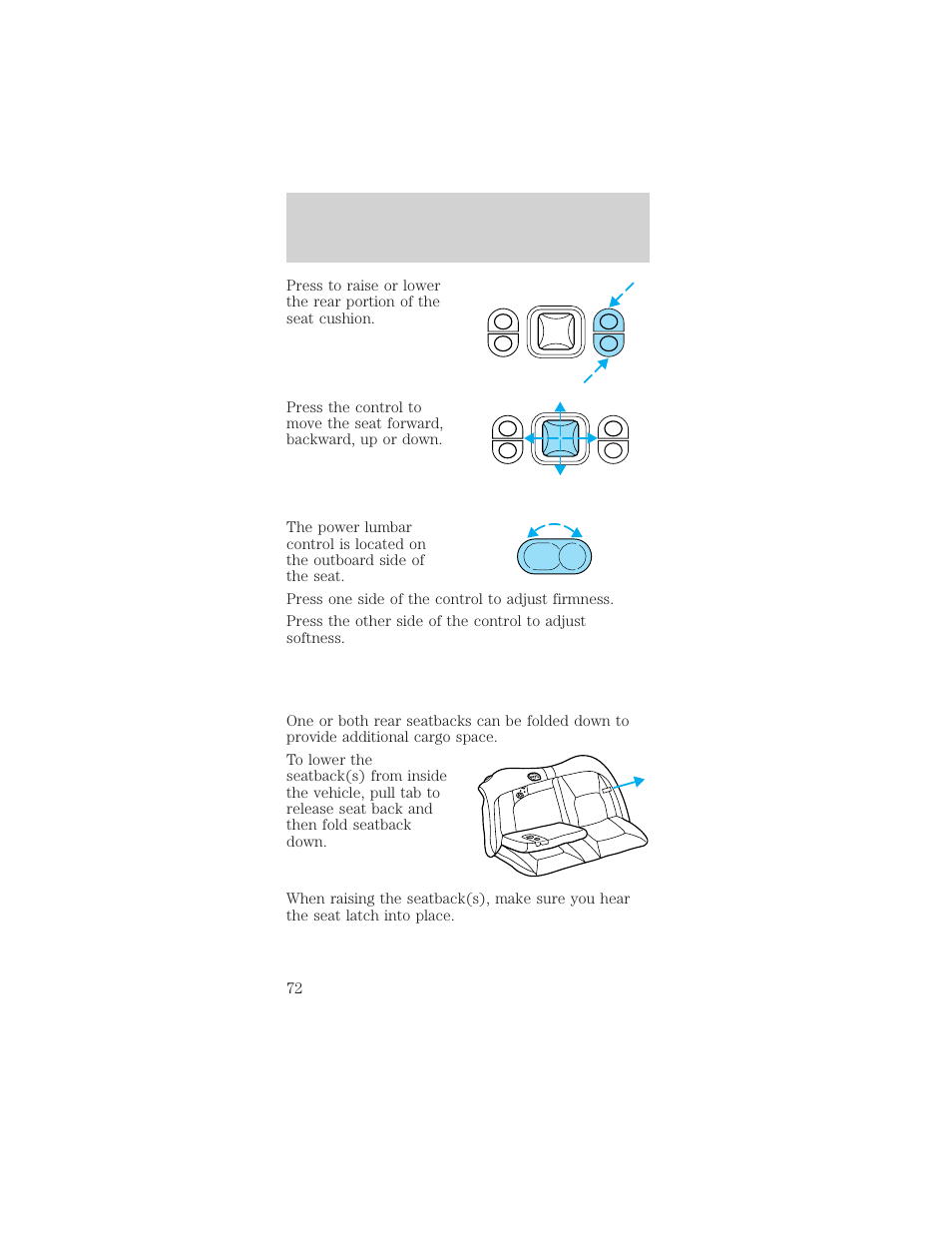 Seating and safety restraints | Mercury Sable 1999 User Manual | Page 72 / 216