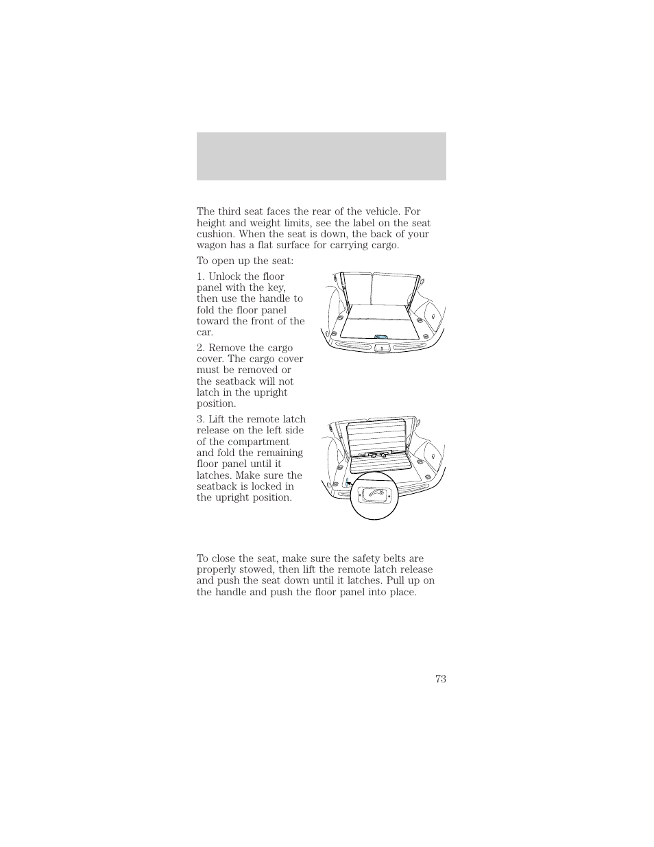 Seating and safety restraints | Mercury Sable 1999 User Manual | Page 73 / 216