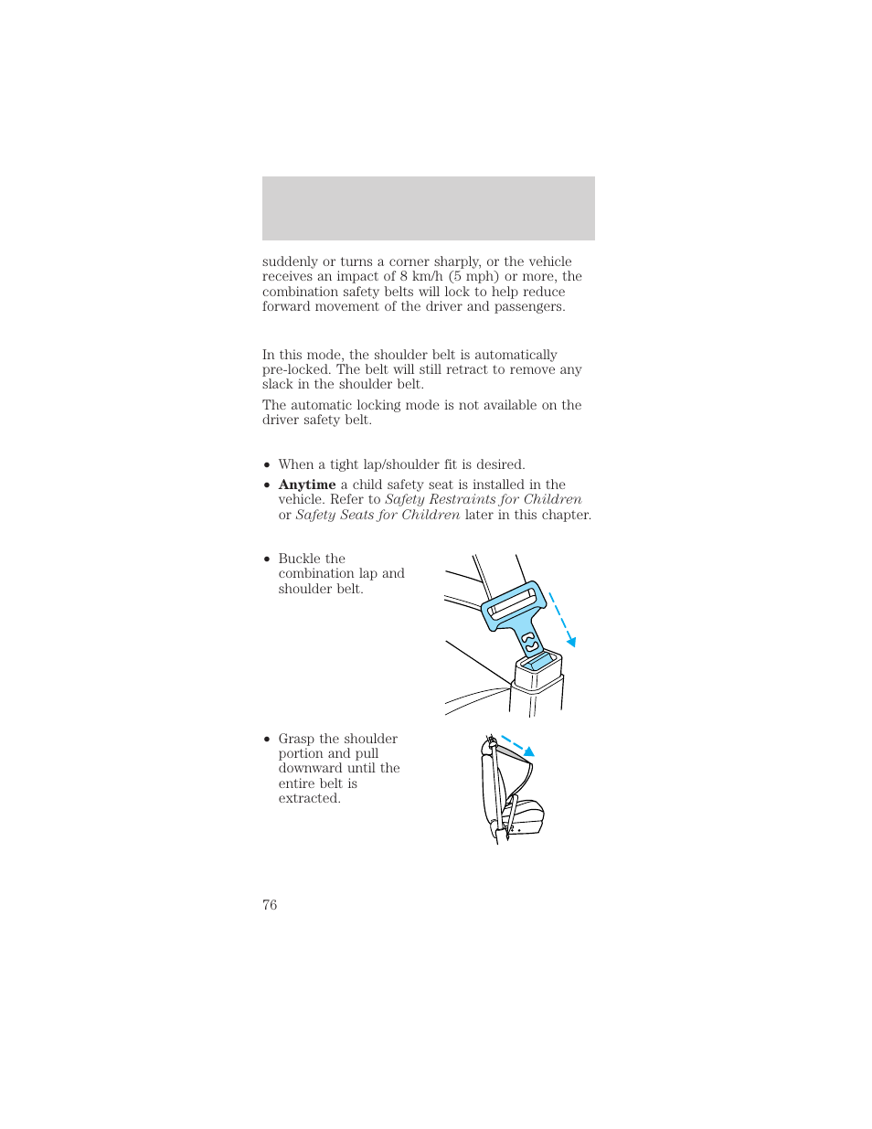 Seating and safety restraints | Mercury Sable 1999 User Manual | Page 76 / 216