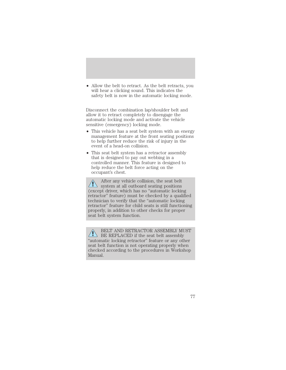 Seating and safety restraints | Mercury Sable 1999 User Manual | Page 77 / 216