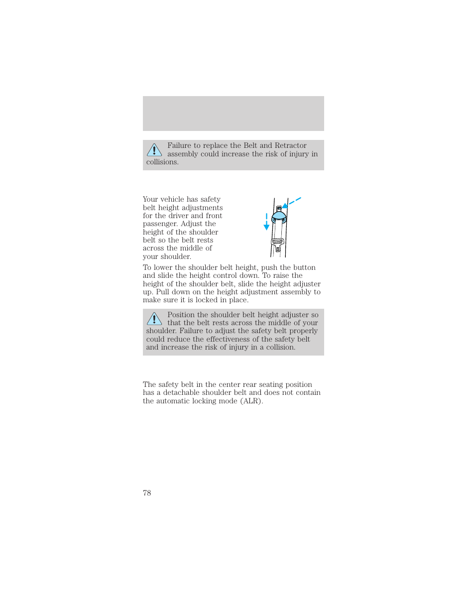 Seating and safety restraints | Mercury Sable 1999 User Manual | Page 78 / 216