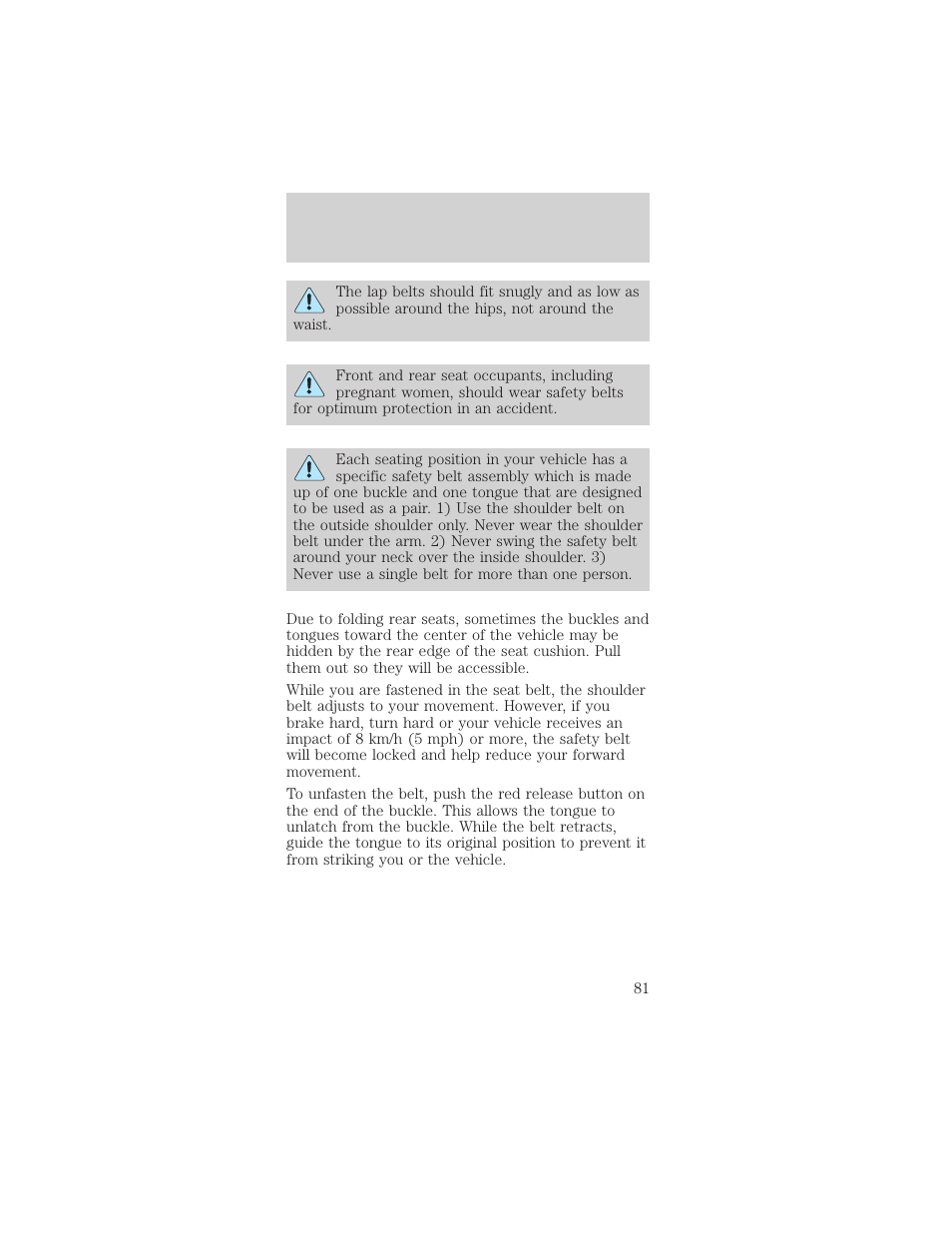 Seating and safety restraints | Mercury Sable 1999 User Manual | Page 81 / 216