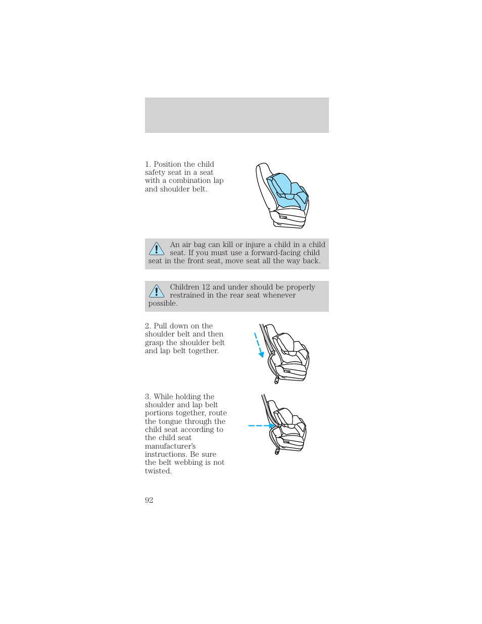 Seating and safety restraints | Mercury Sable 1999 User Manual | Page 92 / 216
