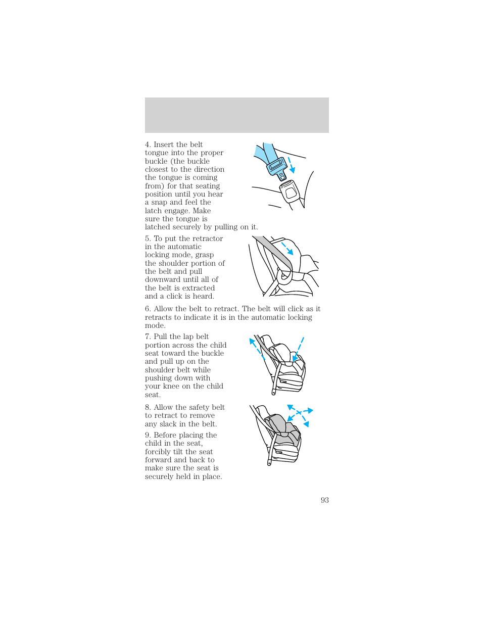 Seating and safety restraints | Mercury Sable 1999 User Manual | Page 93 / 216
