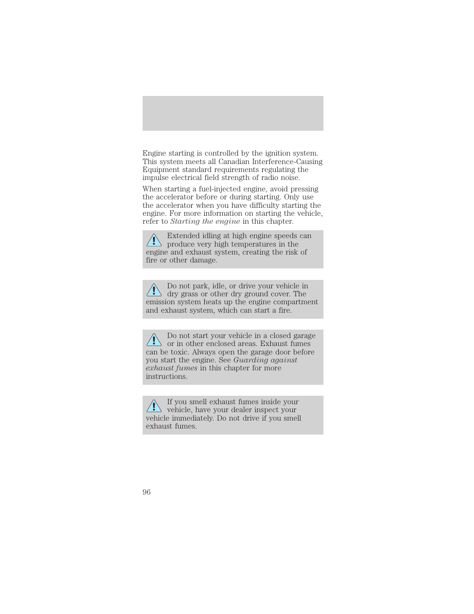 Starting | Mercury Sable 1999 User Manual | Page 96 / 216