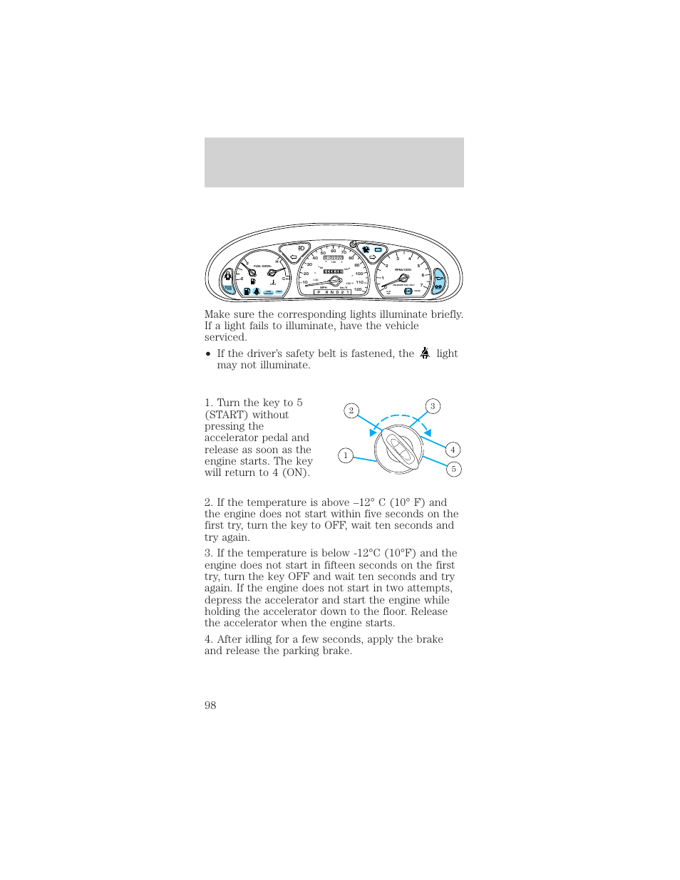 Starting | Mercury Sable 1999 User Manual | Page 98 / 216