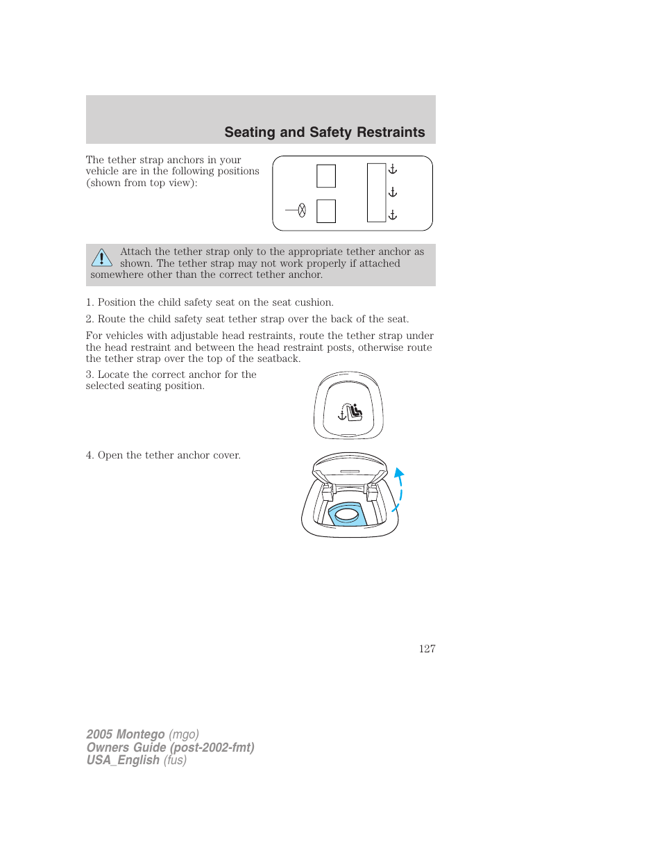 Seating and safety restraints | Mercury Mountaineer 2005 User Manual | Page 127 / 264