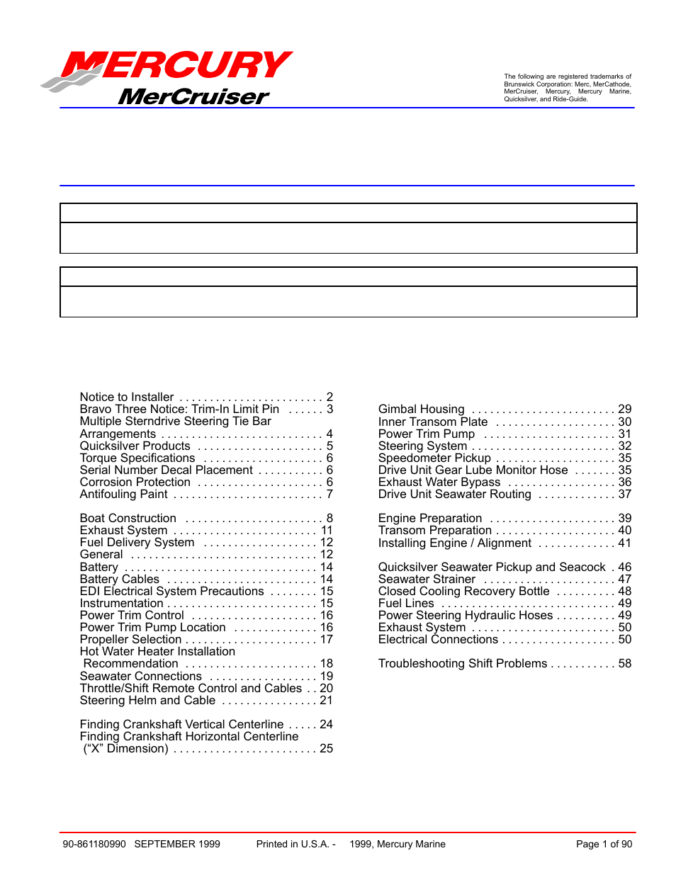 Mercury INSTALLATION MANUAL D7.3L D-TRONIC User Manual | 90 pages