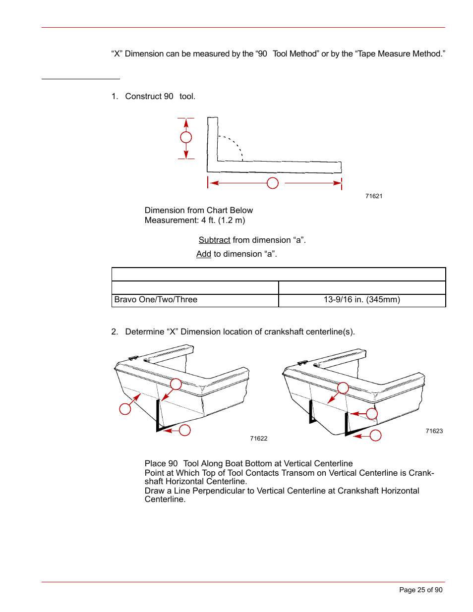 Finding crankshaft horizontal centerline, X” dimension) | Mercury INSTALLATION MANUAL D7.3L D-TRONIC User Manual | Page 25 / 90