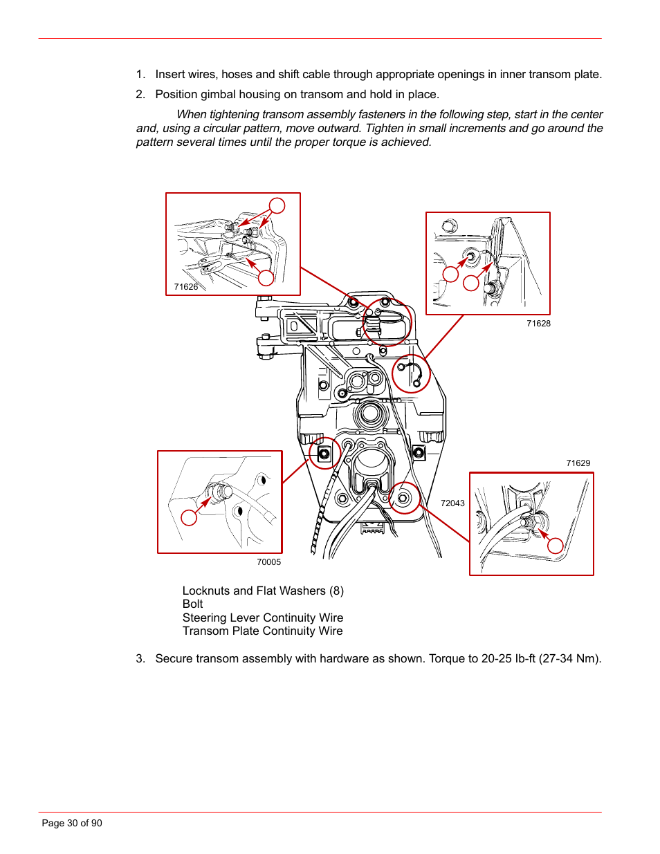 Inner transom plate | Mercury INSTALLATION MANUAL D7.3L D-TRONIC User Manual | Page 30 / 90