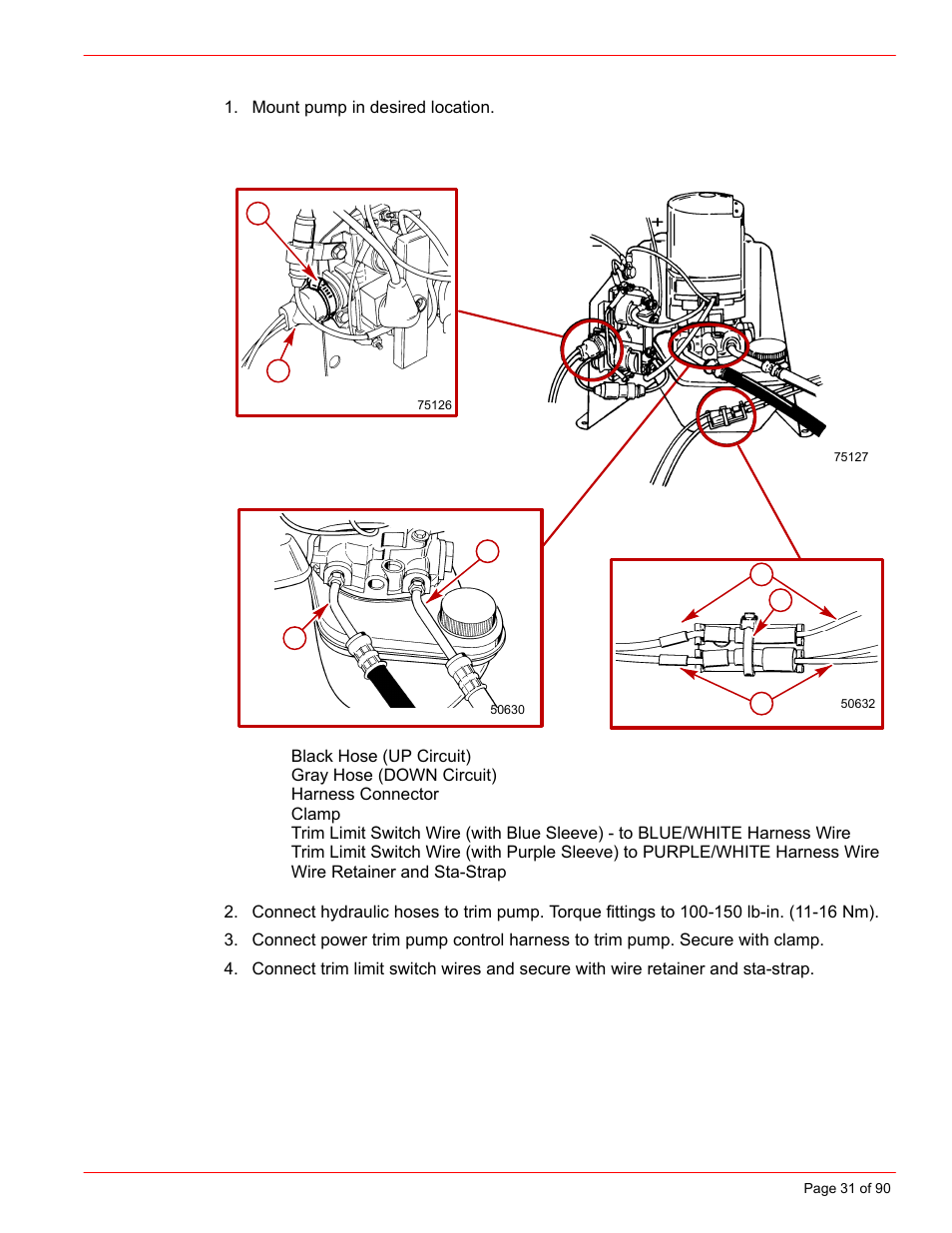 Power trim pump | Mercury INSTALLATION MANUAL D7.3L D-TRONIC User Manual | Page 31 / 90