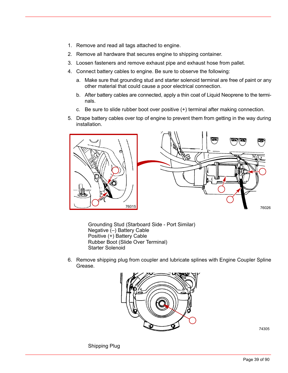 Engine installation, Engine preparation | Mercury INSTALLATION MANUAL D7.3L D-TRONIC User Manual | Page 39 / 90