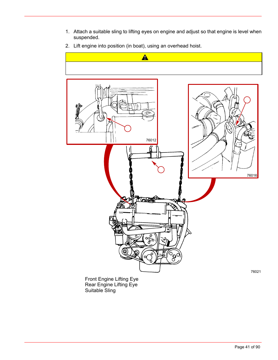 Installing engine / alignment, Caution | Mercury INSTALLATION MANUAL D7.3L D-TRONIC User Manual | Page 41 / 90