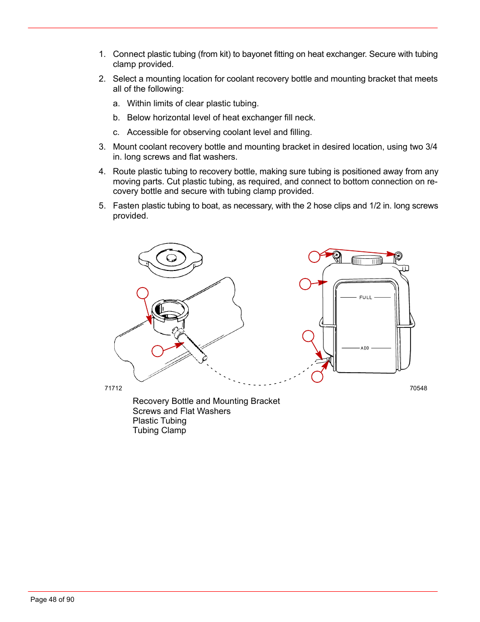 Closed cooling recovery bottle | Mercury INSTALLATION MANUAL D7.3L D-TRONIC User Manual | Page 48 / 90