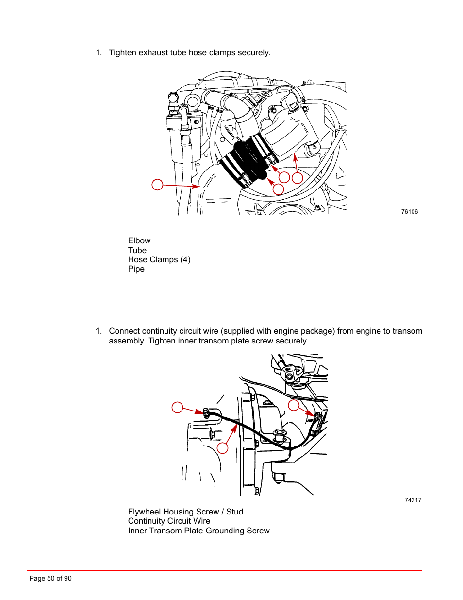 Exhaust system, Electrical connections | Mercury INSTALLATION MANUAL D7.3L D-TRONIC User Manual | Page 50 / 90