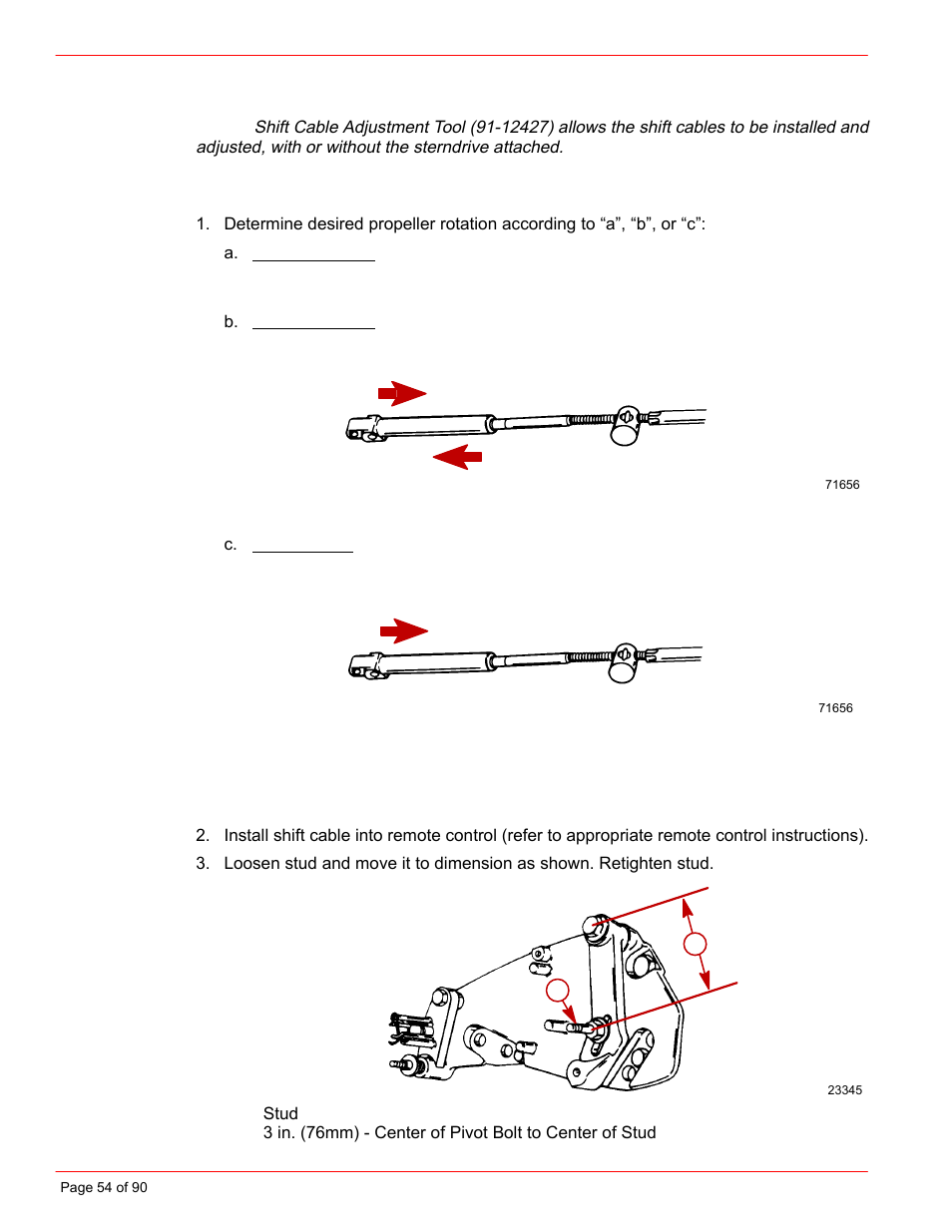 Shift cable installation and adjustment | Mercury INSTALLATION MANUAL D7.3L D-TRONIC User Manual | Page 54 / 90