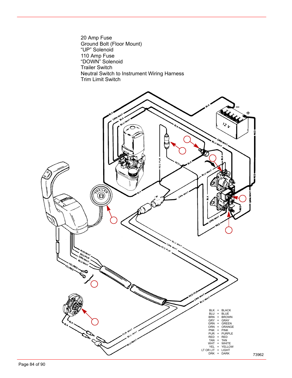 Power trim system wiring diagram | Mercury INSTALLATION MANUAL D7.3L D-TRONIC User Manual | Page 84 / 90