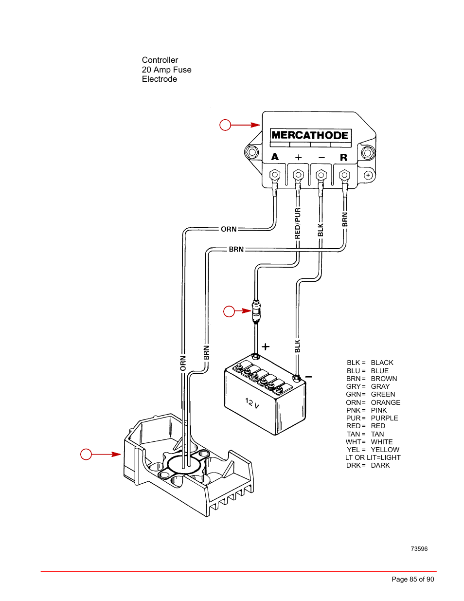 Mercathode system wiring diagram | Mercury INSTALLATION MANUAL D7.3L D-TRONIC User Manual | Page 85 / 90