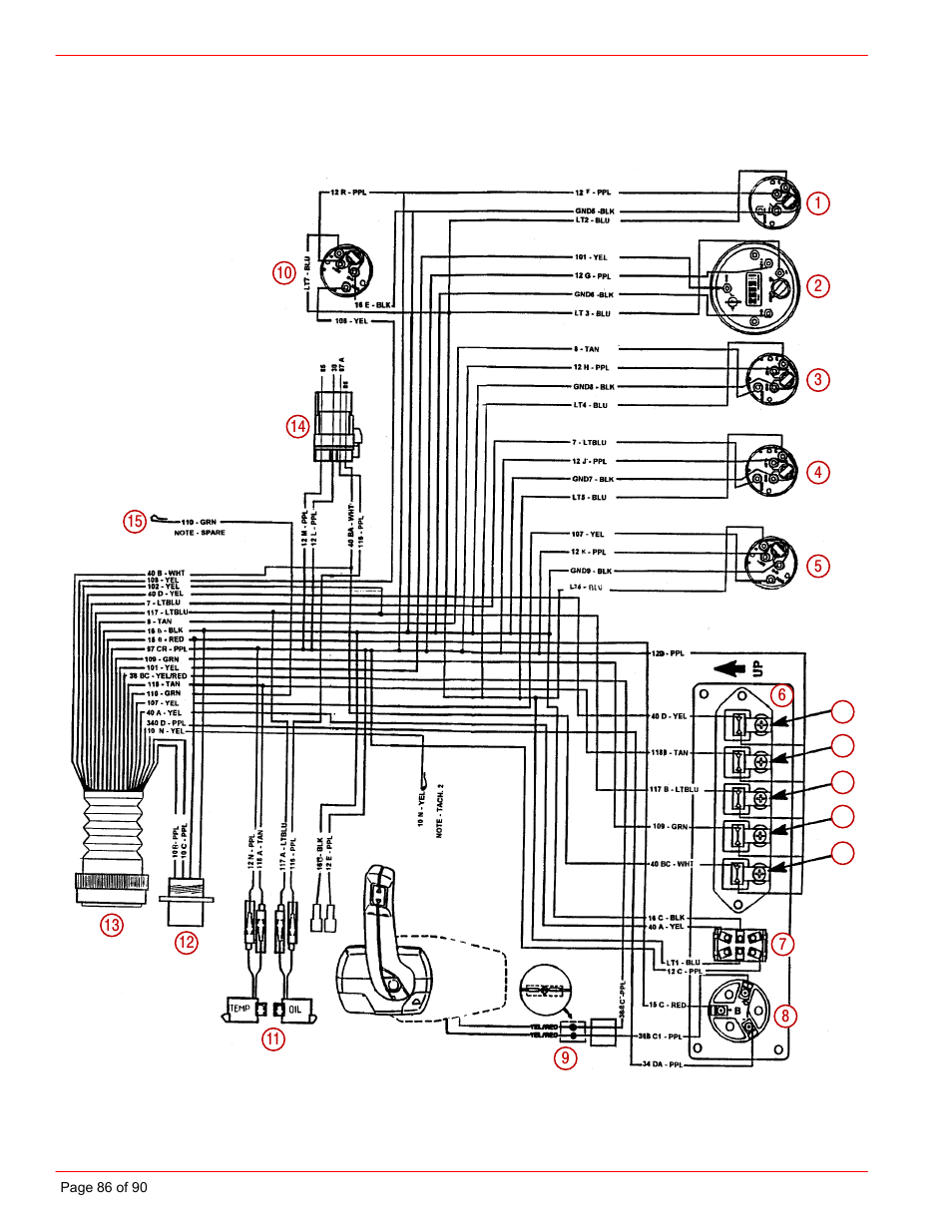 Quicksilver instrumentation wiring | Mercury INSTALLATION MANUAL D7.3L D-TRONIC User Manual | Page 86 / 90