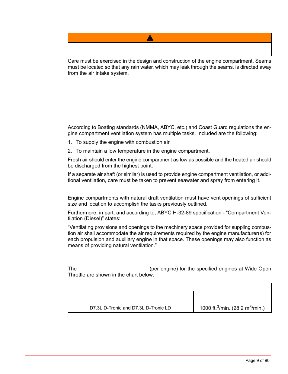 Warning | Mercury INSTALLATION MANUAL D7.3L D-TRONIC User Manual | Page 9 / 90